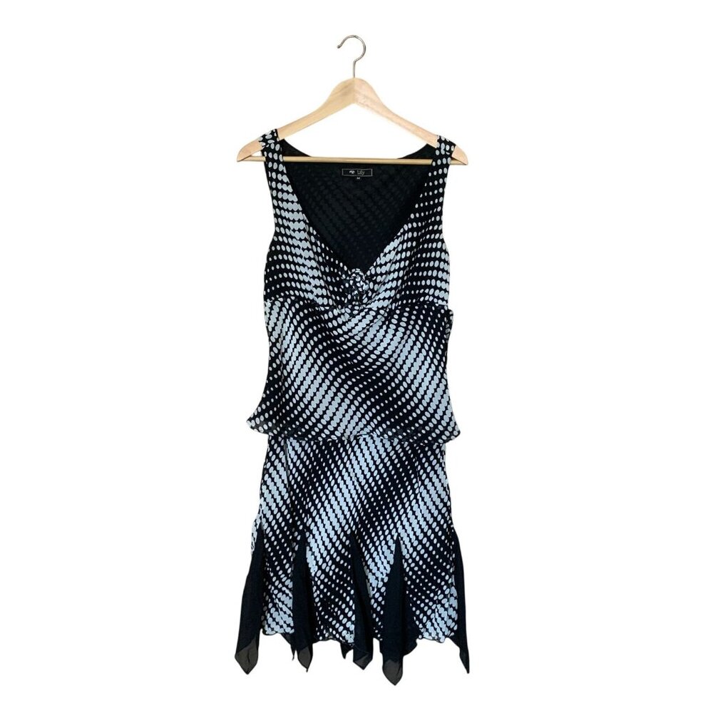 Polka Dot Babydoll Black & White Sleeveless Dress Sz M Fairygoth Made In Usa